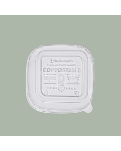 20oz Square Better Bowl Lid, Clear PLA- Embossed, Compostable, 400/cs